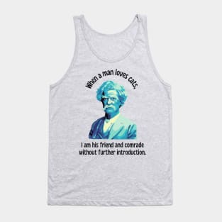 Mark Twain Portrait And Cat Quote Tank Top